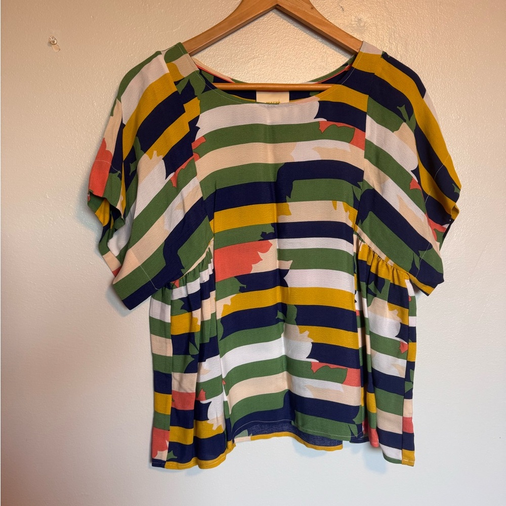 Striped Multi-Color Short Sleeve Women’s Top